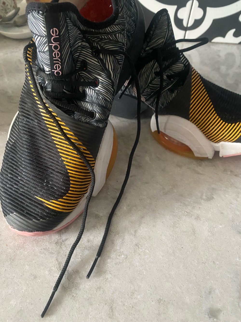 Nike Air Super Rep Runners in pink black and yellow